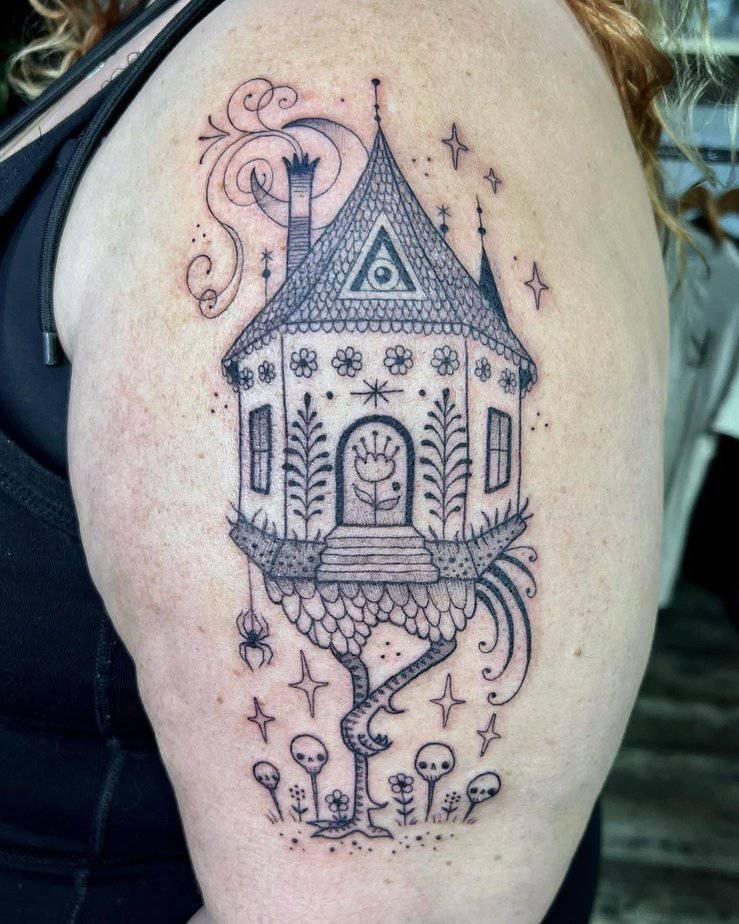 Baba Yaga's house tattoo