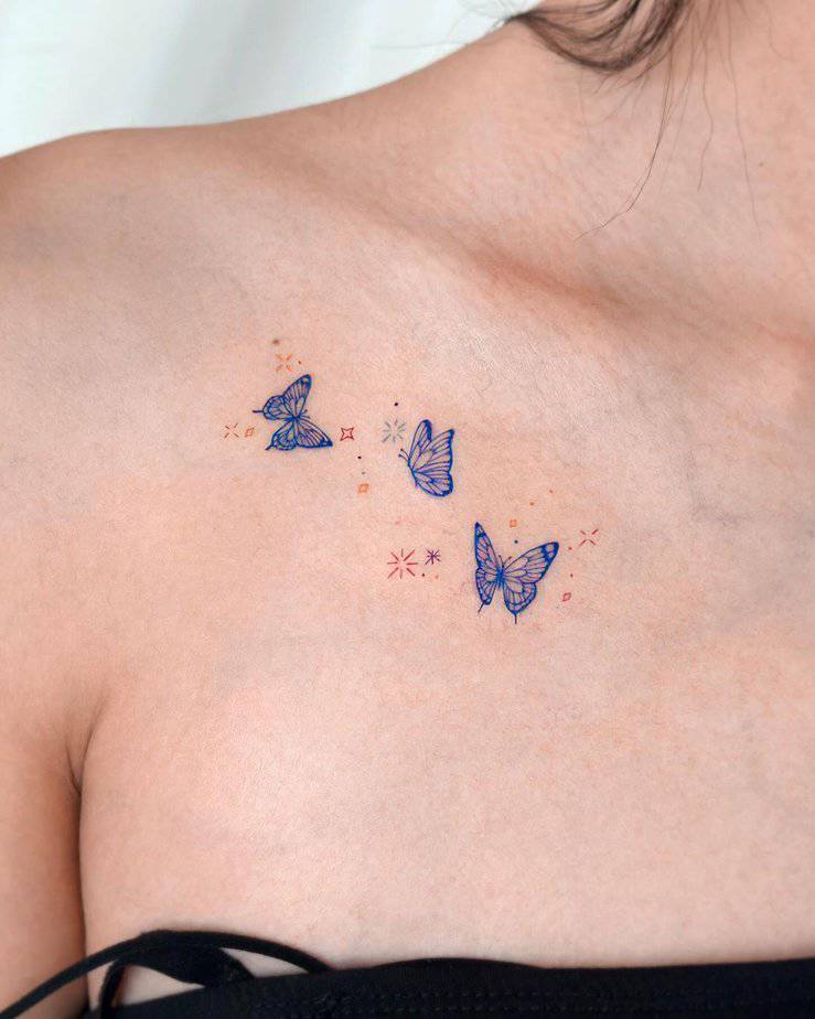 Blue butterflies collarbone piece