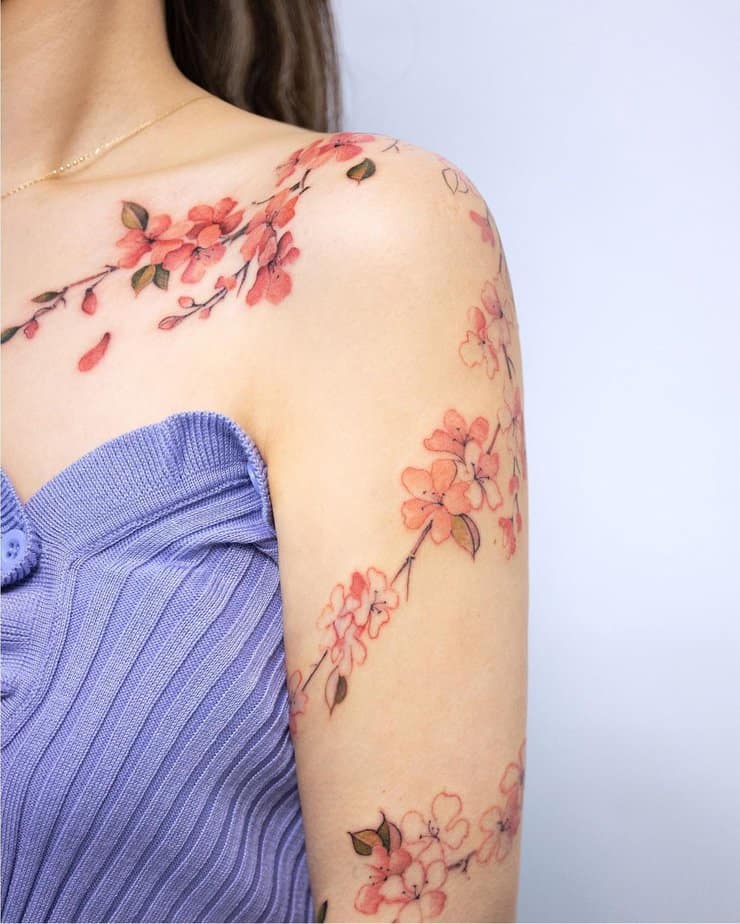 Bold apple blossom tattoo