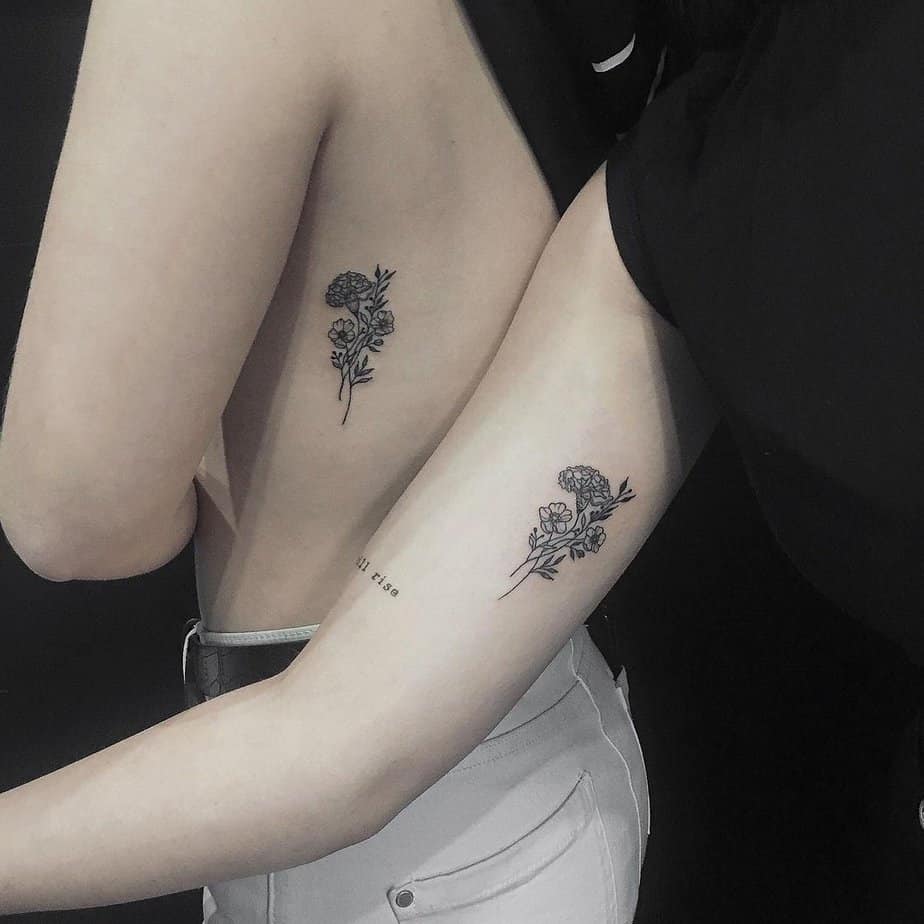 Carnation and forget-me-not flowers