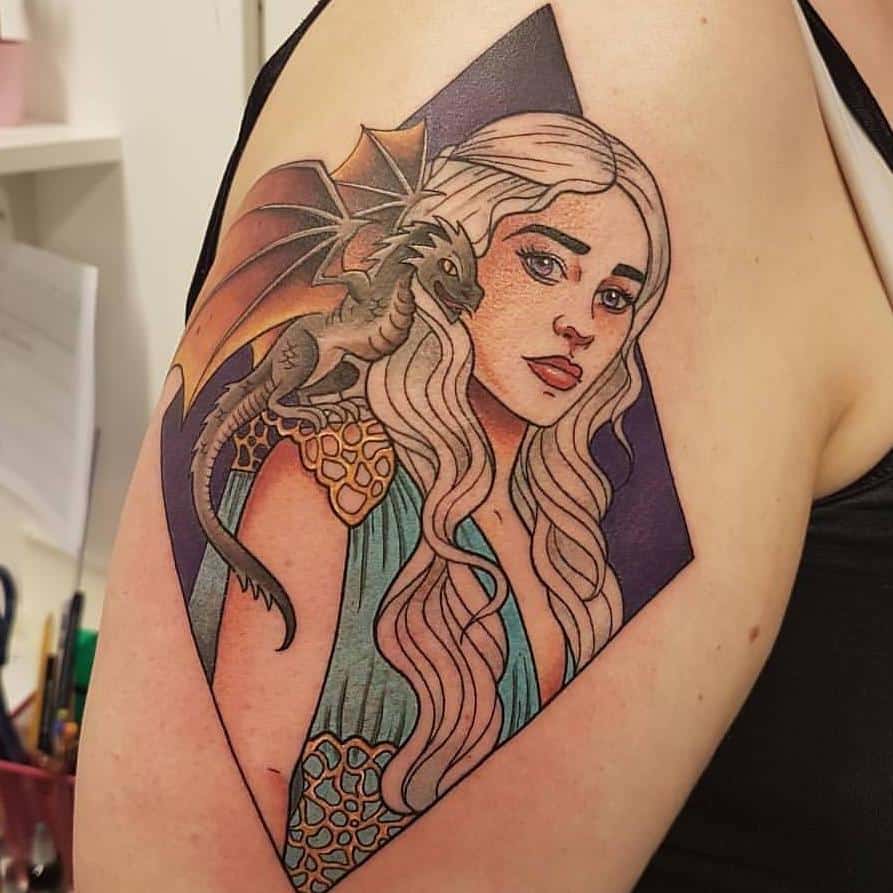 Cartoon Daenerys tattoo