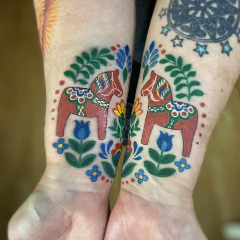 Dala horses tattoo