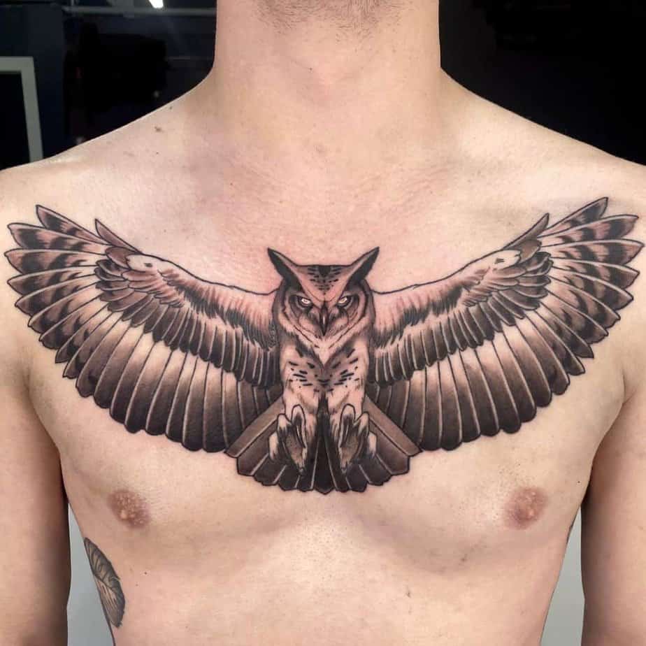 9. Detailed owl tattoo