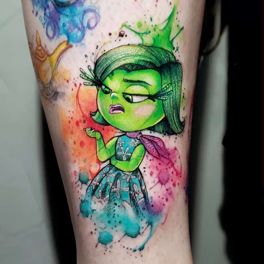 Disgust watercolor tattoo