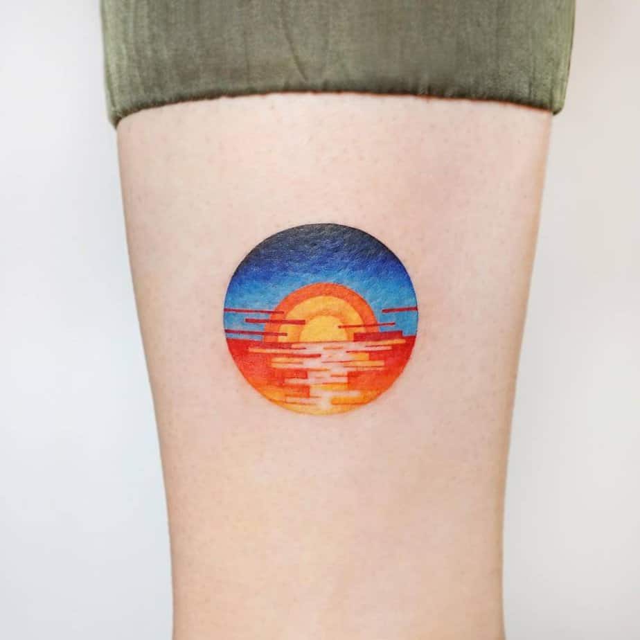 Dreamy sunset circle tattoo