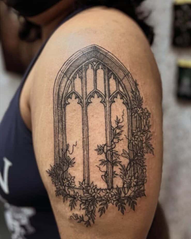 Enchanted tattoo of black and gray designs