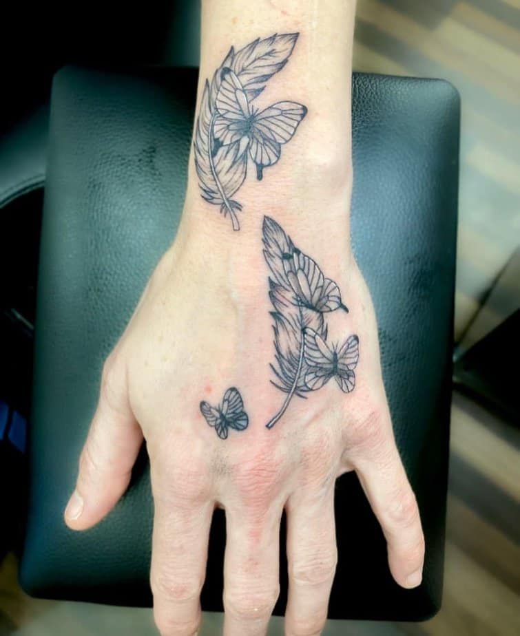 16. Feather and butterflies