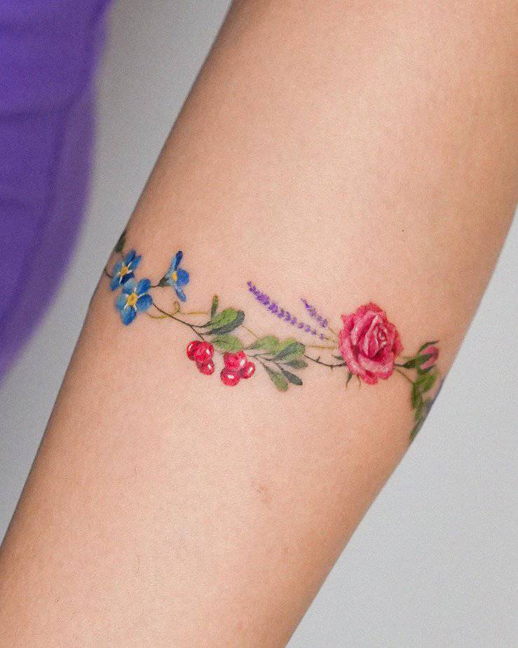 Flower bracelet tattoo