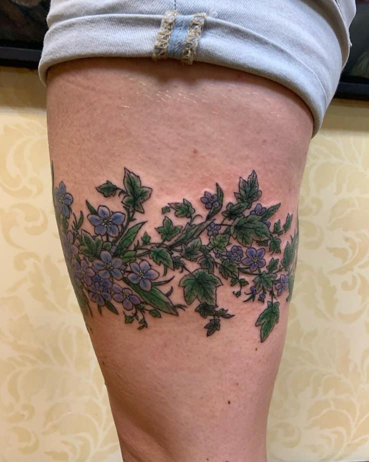Forget-me-not and ivy tattoo