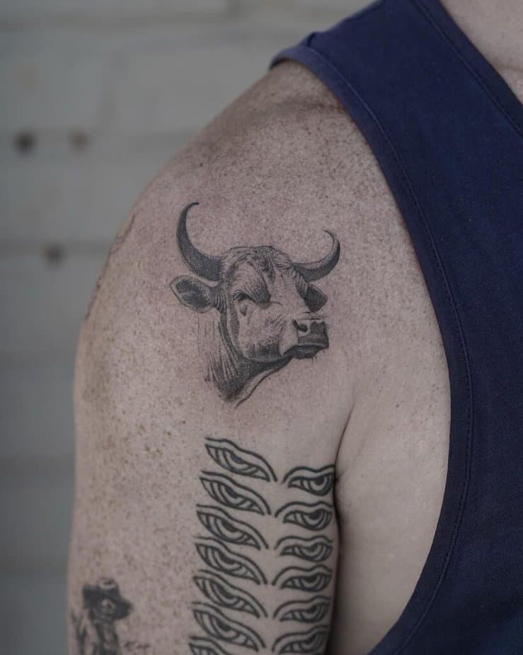 21. A bull tattoo 