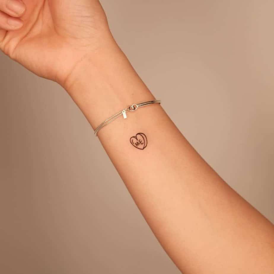 8. A candy heart tattoo