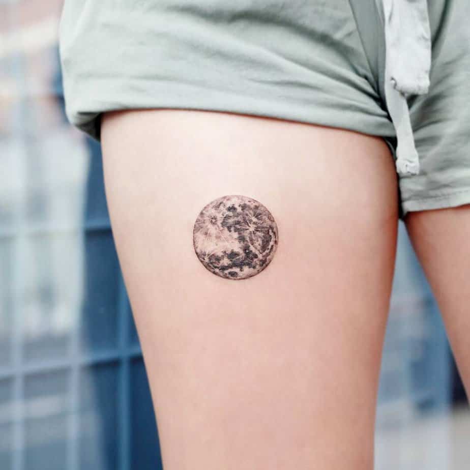Full moon micro-realistic tattoo