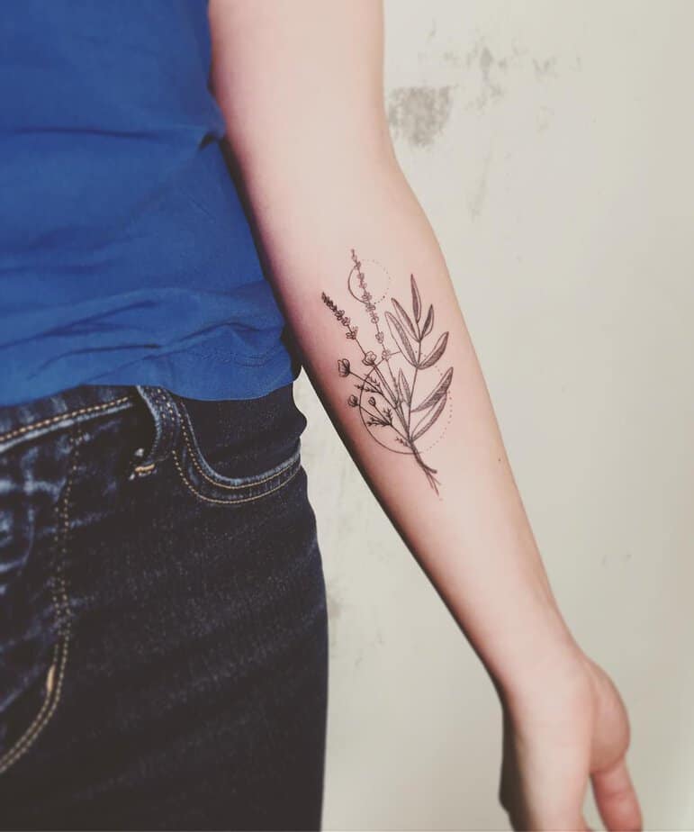 Geometric olive tree tattoo