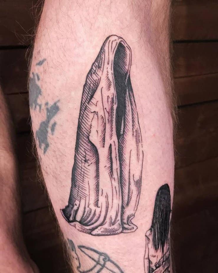 Ghost engraving tattoo