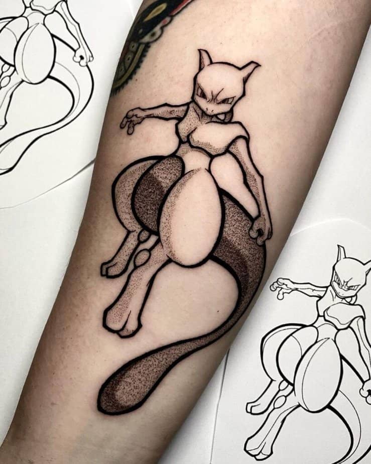 Black and gray Pokémon tattoos
