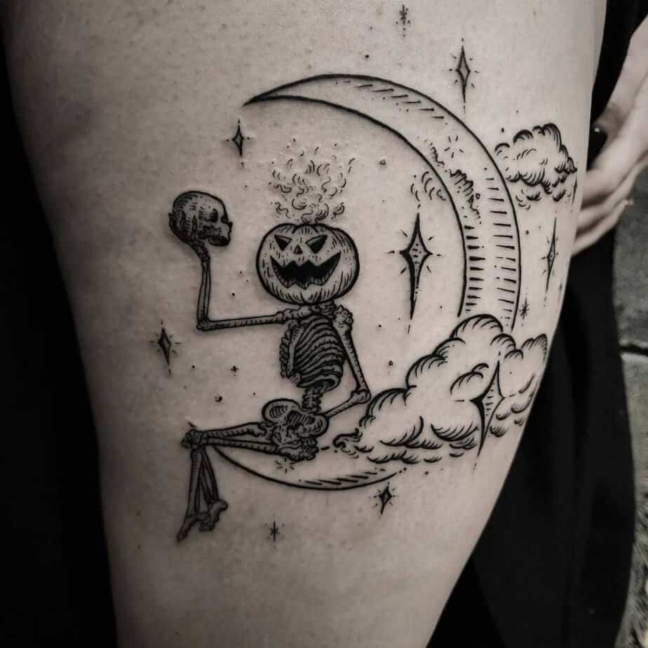 Halloween engraving tattoo
