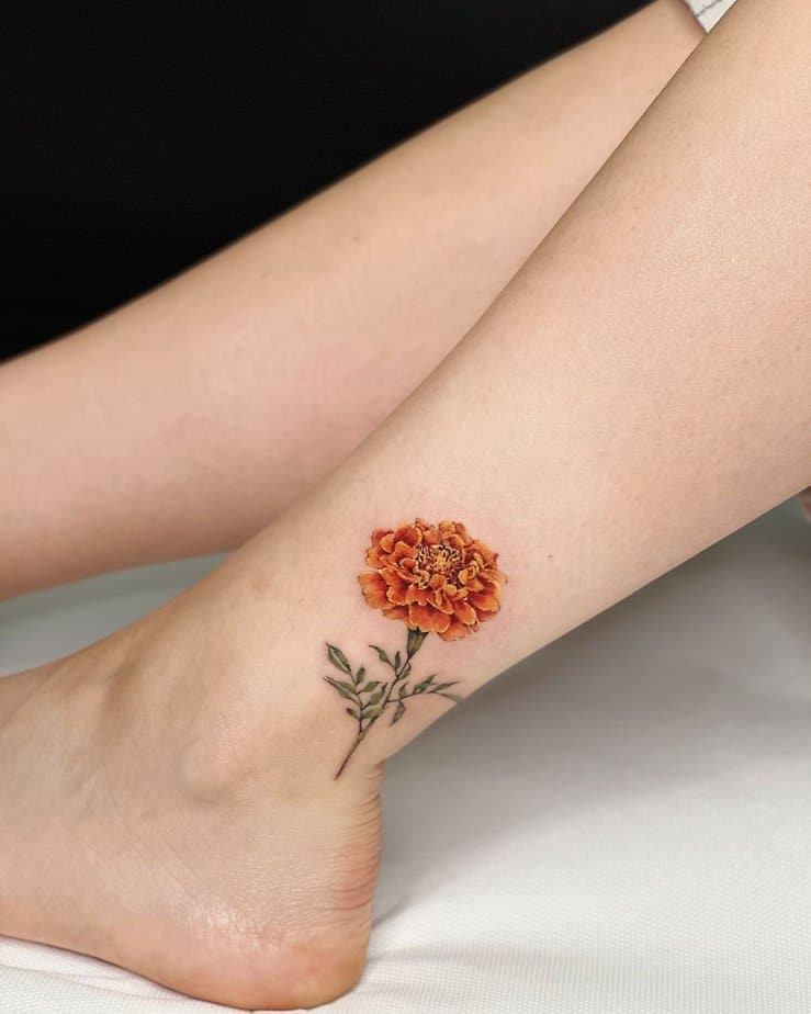 Marigold ankle tattoo