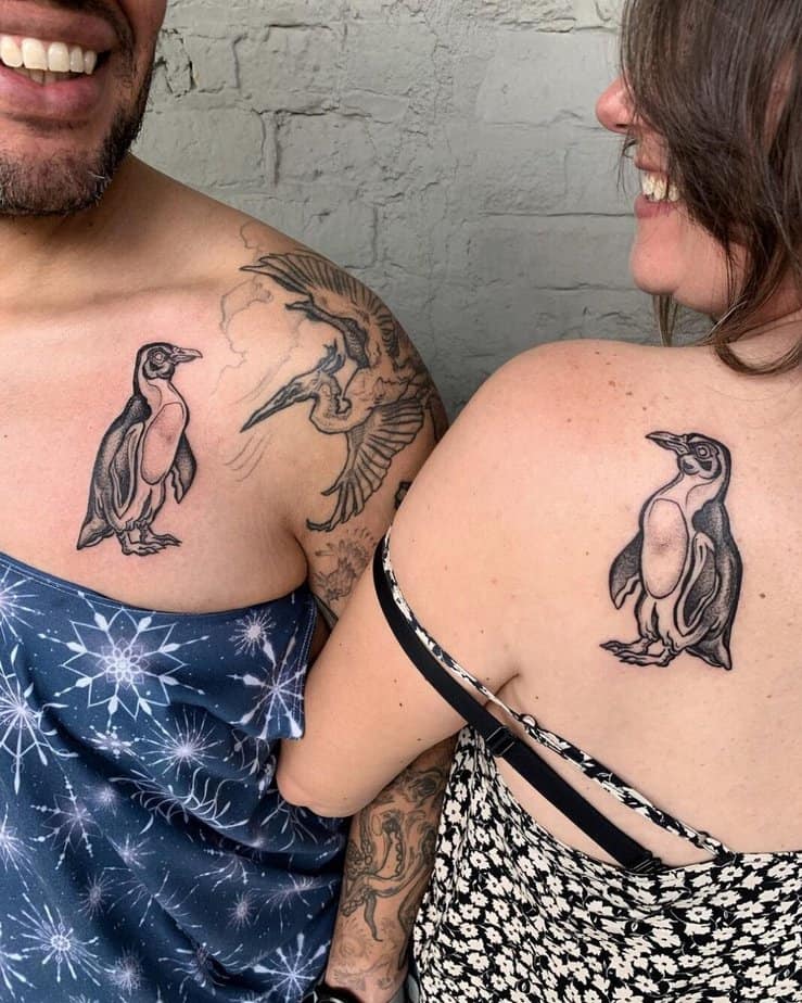 Matching penguin tattoos 2