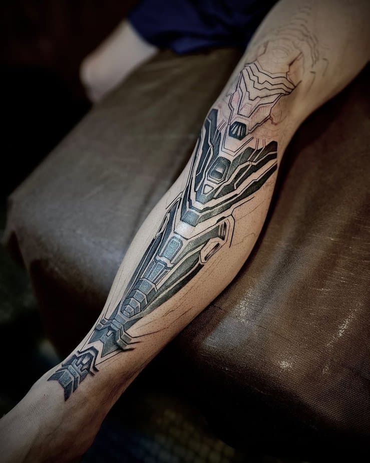 Mechanic leg tattoo