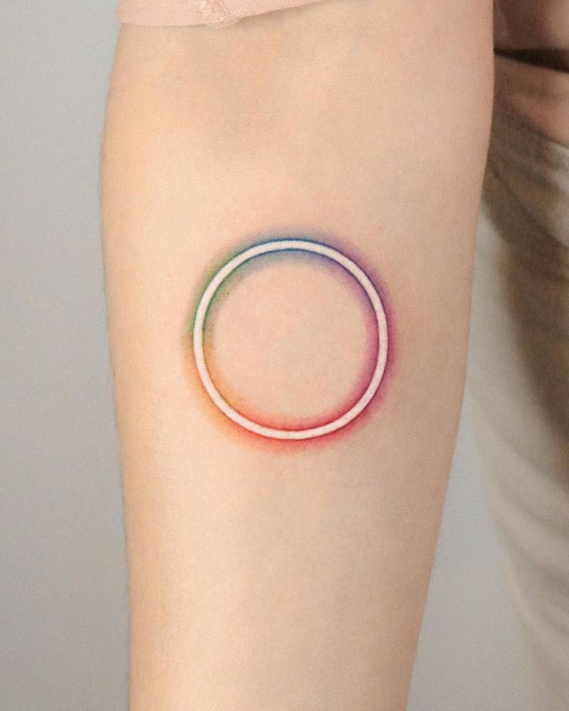 Neon gradient circle tattoo