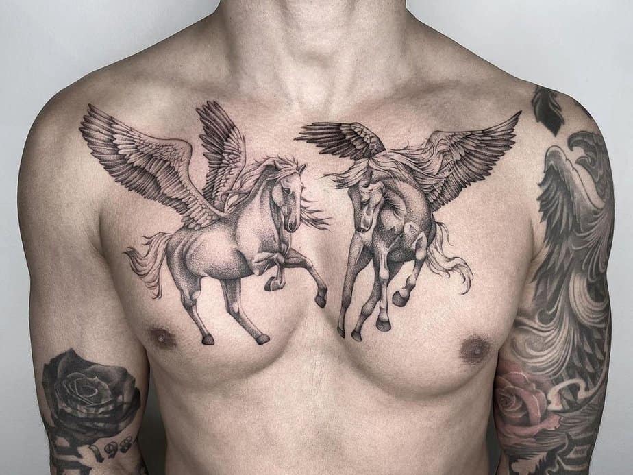 14. Pegasus chest tattoo