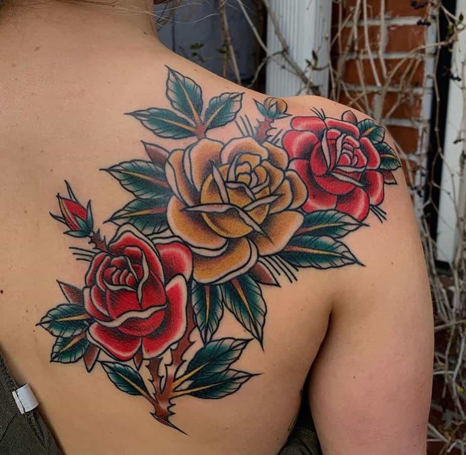 Red and yellow roses