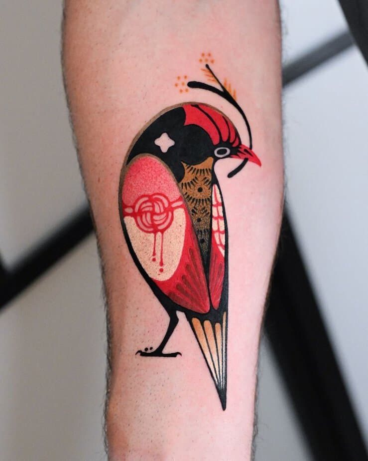 Red knot bird tattoo
