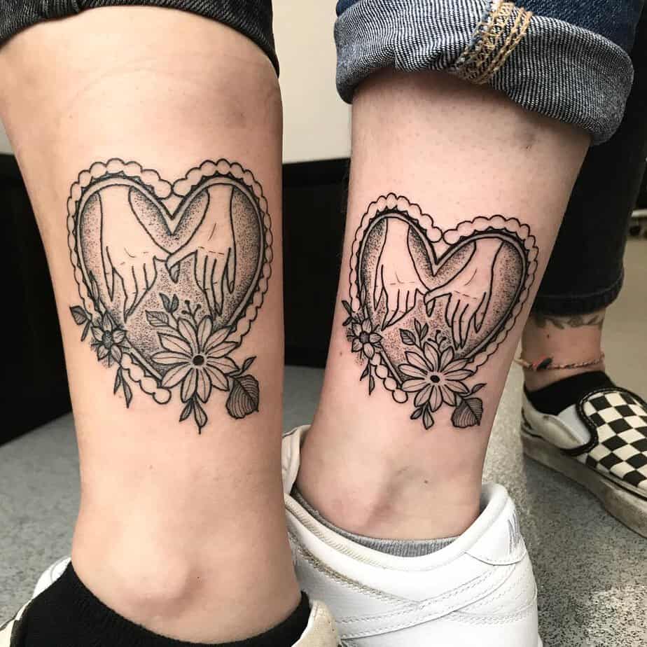 Romantic heart frame tattoo