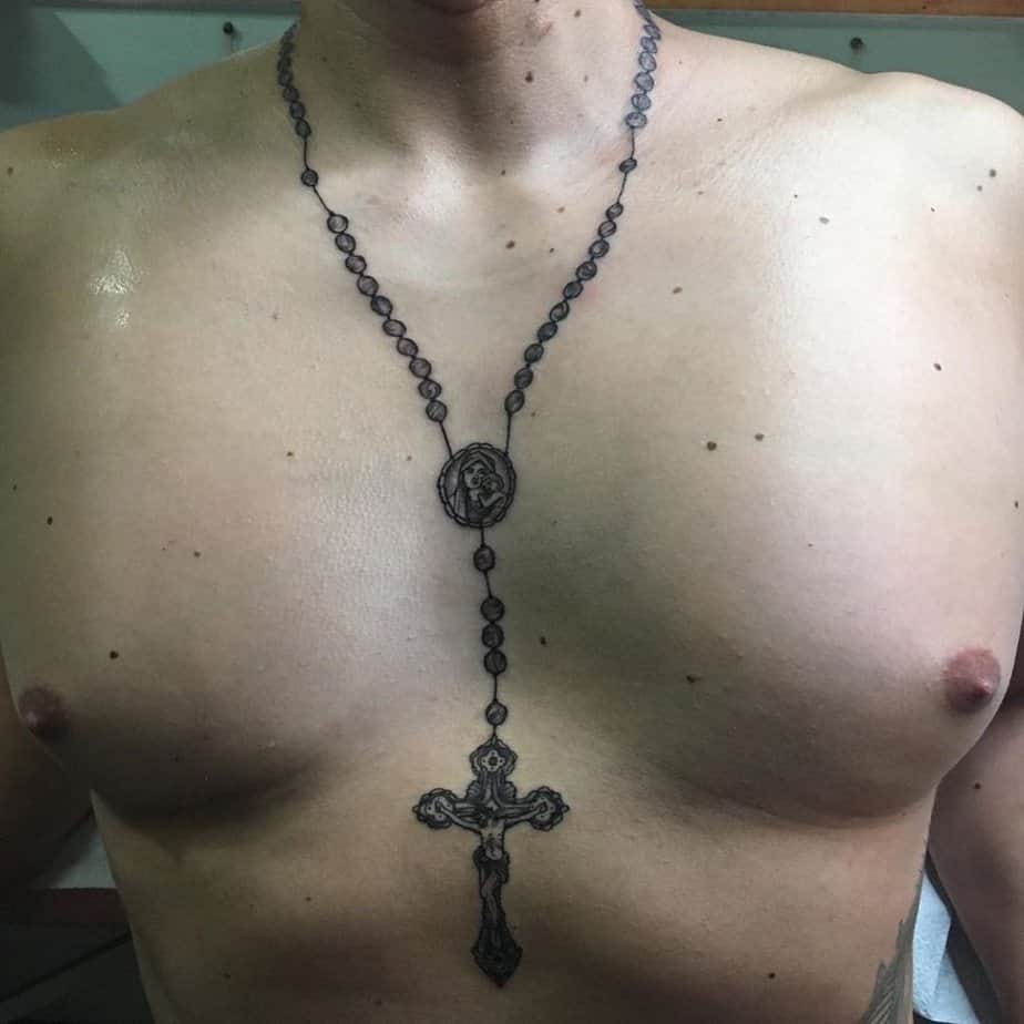 Rosary around the neck