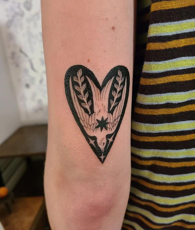 Witchy blackwork heart with dove