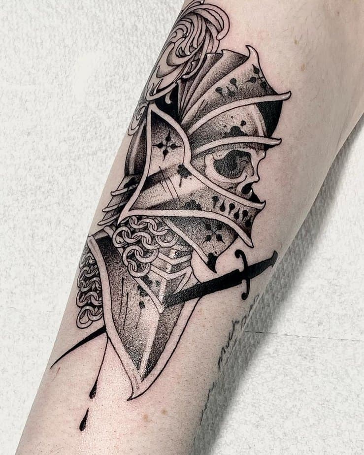 Wounded knight tattoo
