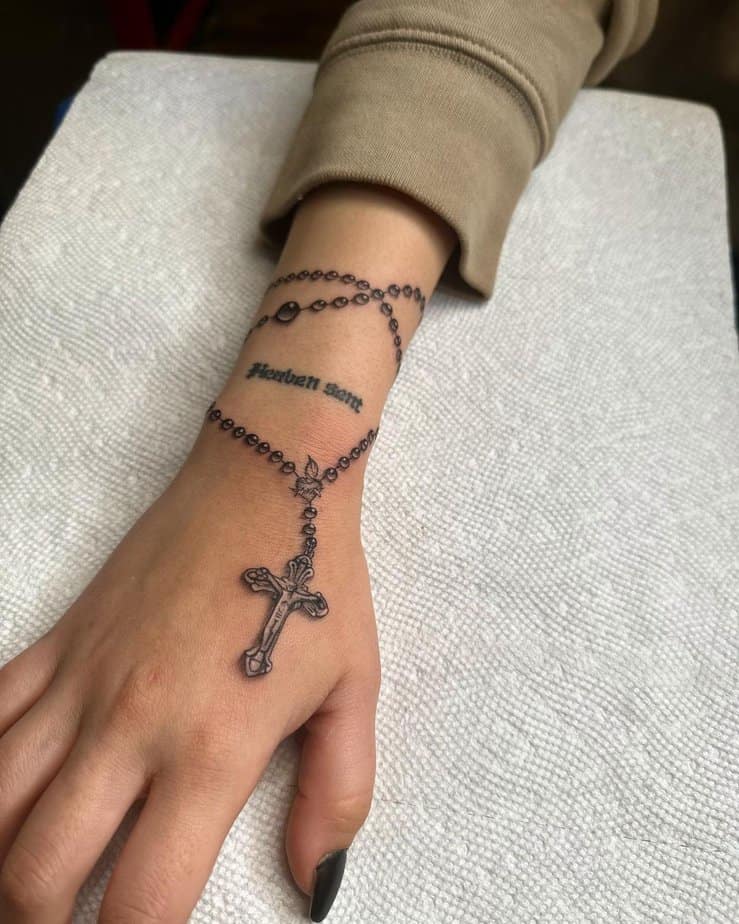 18 Divine Rosary Tattoos For Embodying Spiritual Strength