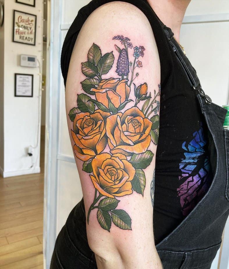 Yellow rose half-sleeve