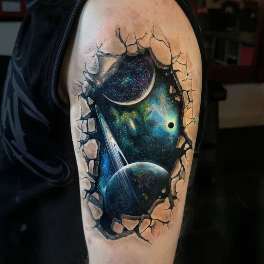 Half-sleeve galaxy tattoos