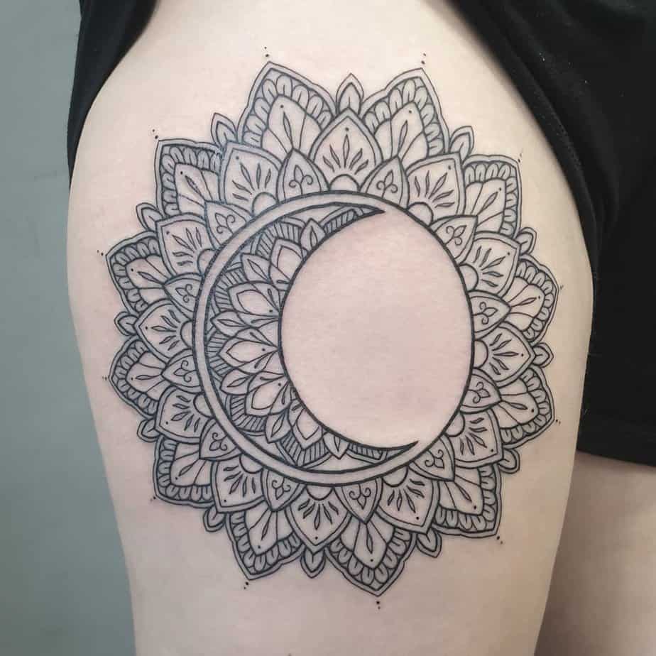 Mandala moon and stars tattoos