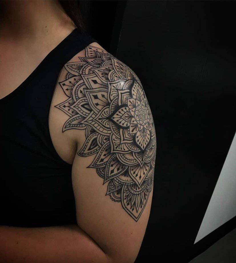Mandala shoulder tattoo