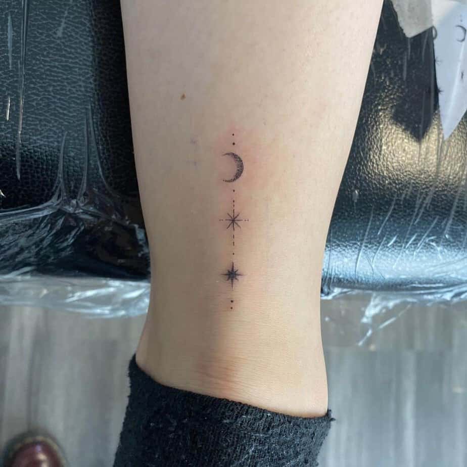 Minimalistic moon and stars tattoos
