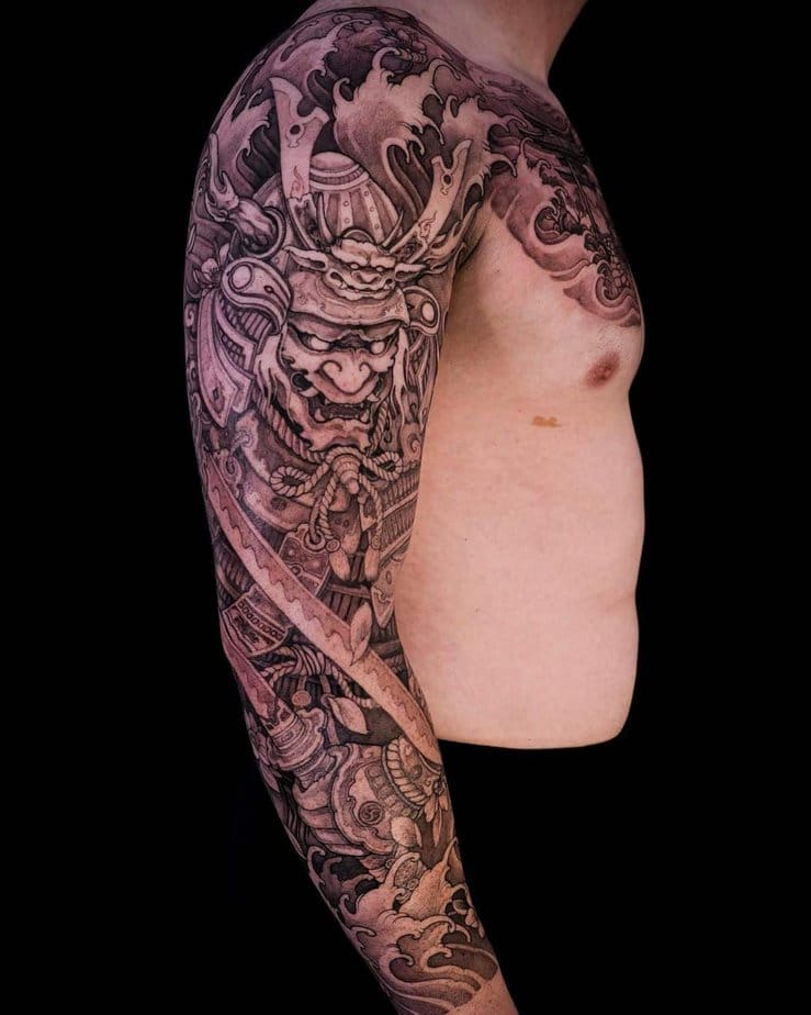 Japanese warrior tattoo sleeve