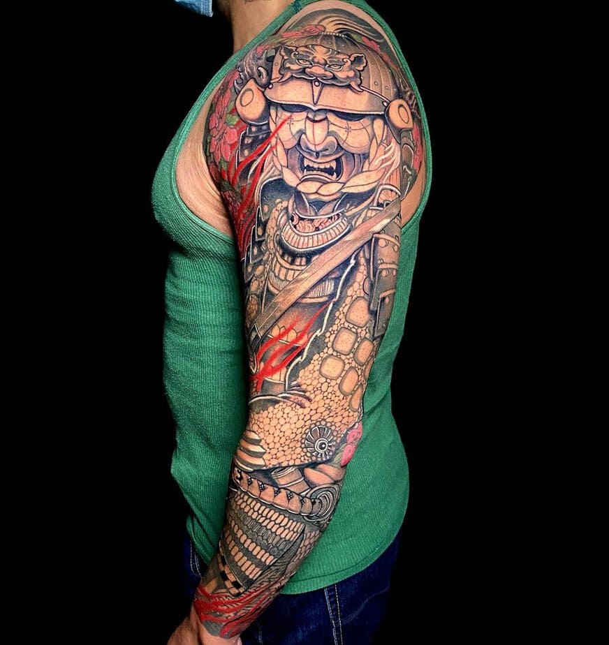 Japanese warrior tattoo sleeve
