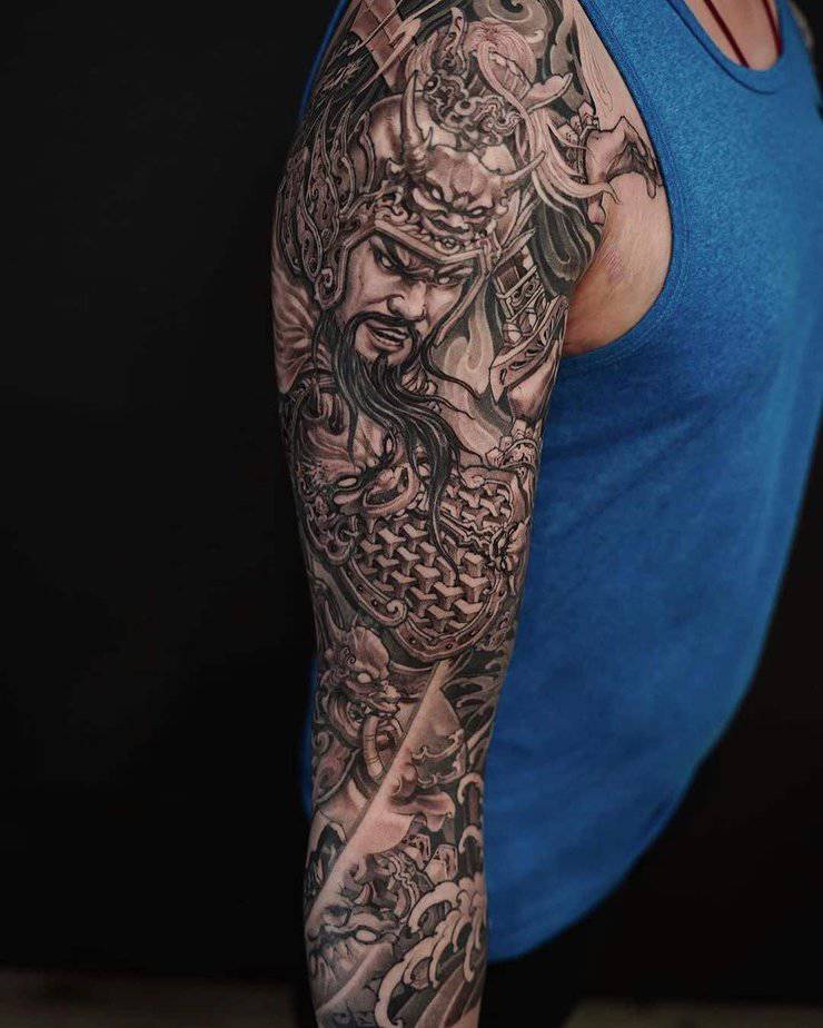 Japanese warrior tattoo sleeve