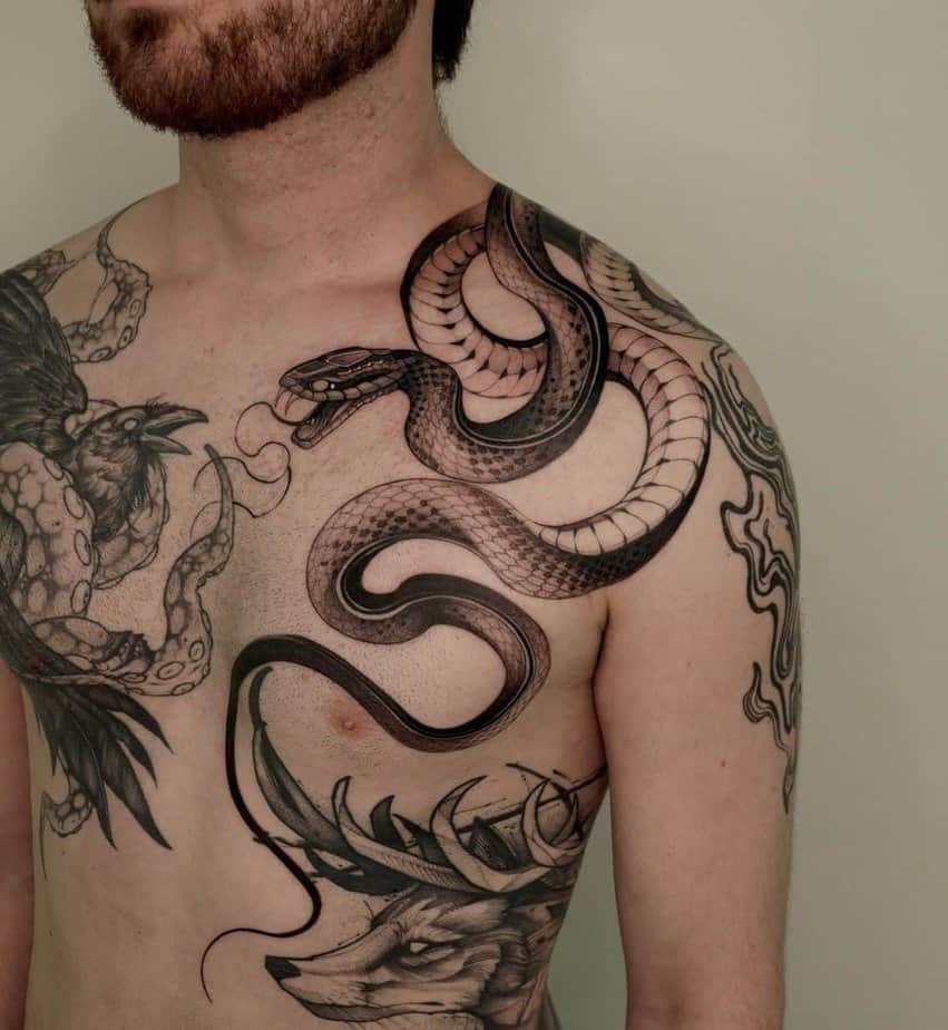Snake shoulder tattoo